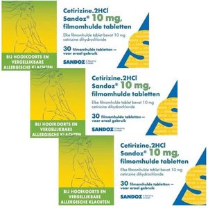 Sandoz Allergietabletten Cetirizine 1HCI 10 mg - 3 x 30 tabletten