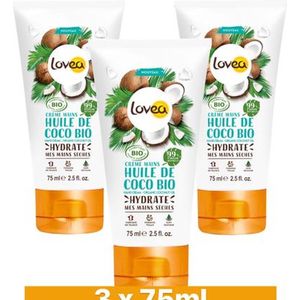 3x Lovea Biologische Handcreme Kokos 75 ml