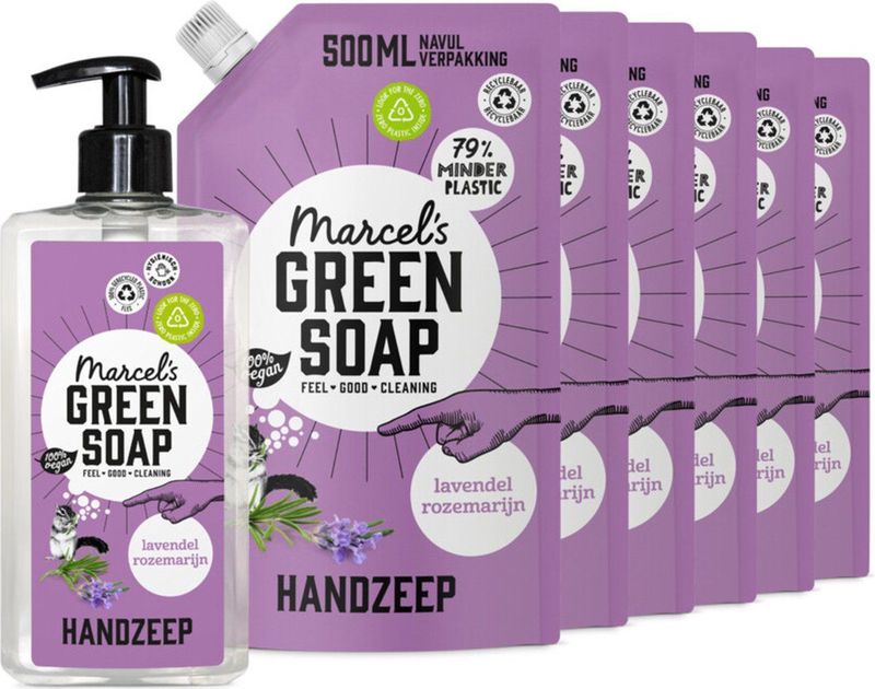 Handzeep - Lavendel & Rozemarijn - Plantaardige Zepen - 6 Navullingen