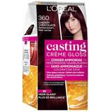 2x L'Oréal Casting Crème Gloss Semi-Permanente Haarkleuring 360 Cherry Chocolate - Kersen Zwart