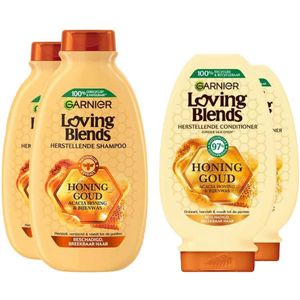 Garnier Loving Blends Honing Goud - Shampoo 2x 300 ml & Conditioner 2x 250 ml – Pakket