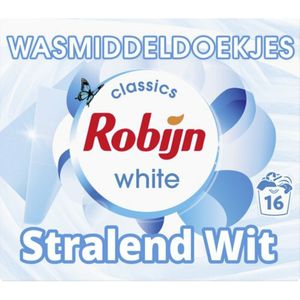 5x Robijn Wasmiddeldoekjes Stralend Wit 16 stuks
