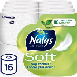 2x Nalys Soft Hybride Toiletpapier in 80% Recycled Folie 2-laags 8 stuks