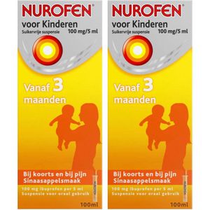 Nurofen Suspensie Voor Kinderen Suikervrij 100 mg/5 ml - 2 x 100 ml
