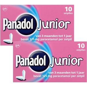 Panadol Junior Zetpillen 250 mg 3 maanden tot 1 jaar - 2 x 10 zetpillen