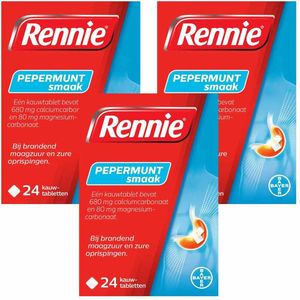 Rennie Pepermunt Kauwtabletten - 3 x 24 tabletten