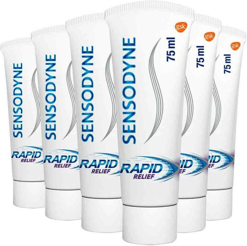 6x Sensodyne Tandpasta Rapid Relief Mint 75 ml
