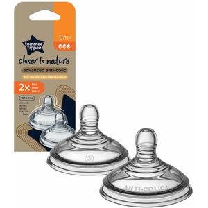2x Tommee Tippee Closer to Nature Fast Flow Teats Speen 6m+ 2 stuks