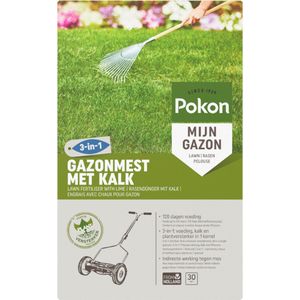 3x Pokon Gazonmest voor 30m2 met Kalk 2 kg