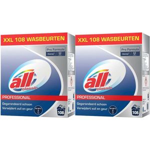 2x All Professional Wasmiddel Poeder Classic - 108 Wasbeurten Pro Formula 7,56 kg