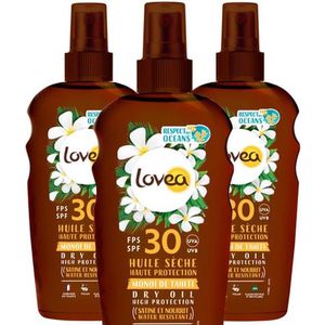 3x Lovea Sun Dry Oil Spray Zonnebrand SPF 30 150 ml