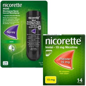 Nicorette - Invisi Patch - Nicotinepleisters - 15mg - Pakket met Mondspray Mint 1mg