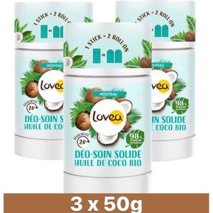 3x Lovea Solid Deodorant Organic Coconut Oil 50 gr