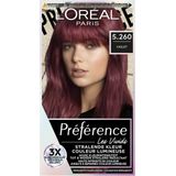 3x L'Oréal Preference Vivids Permanente Haarkleuring 5.260 Violet