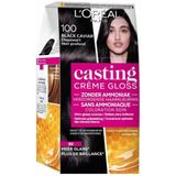 2x L'Oréal Casting Crème Gloss Semi-Permanente Haarkleuring 100 Black Caviar - Diepzwart