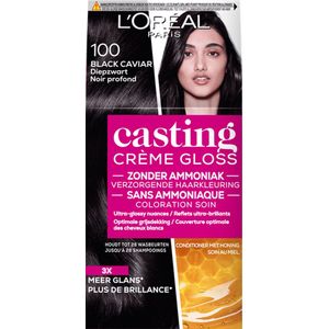 2x L'Oréal Casting Crème Gloss Semi-Permanente Haarkleuring 100 Black Caviar - Diepzwart