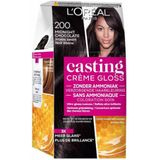 2x L'Oréal Casting Crème Gloss Semi-Permanente Haarkleuring 200 Midnight Chocolate - Intens Zwart