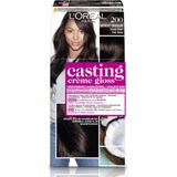 2x L'Oréal Casting Crème Gloss Semi-Permanente Haarkleuring 200 Midnight Chocolate - Intens Zwart