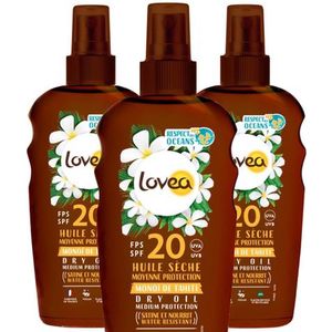 3x Lovea Sun Dry Oil Spray Zonnebrand SPF 20 150 ml