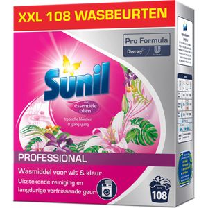 2x Sunil Professional Wasmiddel Poeder Tropische Bloemen & Ylang Ylang - 108 Wasbeurten Pro Formula 7,56 kg