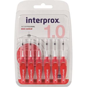 6x Interprox Ragers Mini Conical 1.0 Rood Blister à 6 ragers