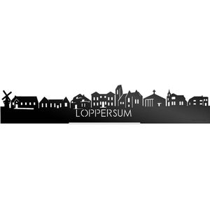 Standing Skyline Loppersum Zwart Glanzend - 60 cm - Woondecoratie design - Decoratie om neer te zetten en om op te hangen - Meer steden beschikbaar - Cadeau voor hem - Cadeau voor haar - Jubileum - Verjaardag - Housewarming - Interieur -