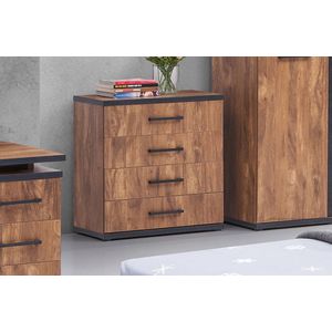 Belfurn - Ellen - commode - ladekast 80cm - kleur acacia bruin met zwart