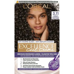 L'Oréal - Excellence Cool Crème - Permanente Haarkleuring - 3.11 - Ultra As Donkerbruin