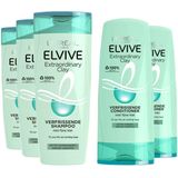 L'Oréal Elvive Extraordinary Clay - Shampoo 3x 250 ml & Conditioner 2x 200 ml - Pakket Pakket