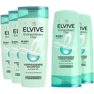 L'Oréal Elvive Extraordinary Clay - Shampoo 3x 250 ml & Conditioner 2x 200 ml - Pakket Pakket