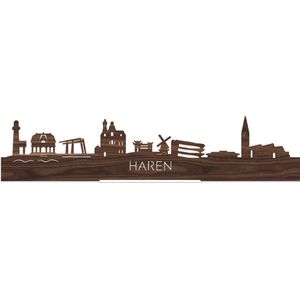 Standing Skyline Haren Notenhout - 40 cm - Woon decoratie om neer te zetten en om op te hangen - Meer steden beschikbaar - Cadeau voor hem - Cadeau voor haar - Jubileum - Verjaardag - Housewarming - Aandenken aan stad - WoodWideCities