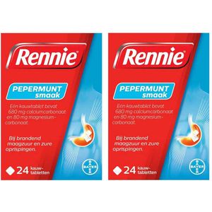 Rennie Pepermunt Kauwtabletten - 2 x 24 tabletten