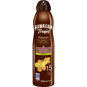 2x Hawaiian Tropic Zonneolie Argan Olie Protective SPF15 177 ml