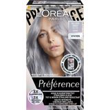 3x L'Oréal Preference Vivids Permanente Haarkleuring 10.112 Silver Grey