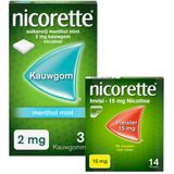 Nicorette patches 15mg + Nicorette kauwgom mint 2mg 30 stuks Pakket