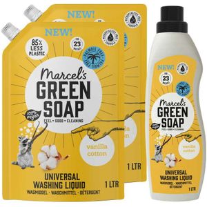 Marcel's Green Soap wasmiddel en navulling Katoen & Vanille Pakket