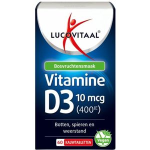 3x Lucovitaal D3 10 mcg (400Ie) Vitamine Vegan Kauwtabletten 60 kauwtabletten