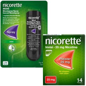 Nicorette - Invisi Patch - Nicotinepleisters - 25mg - Pakket met Mondspray Mint 1mg