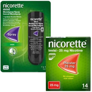 Nicorette patches 25mg + Nicorette Spray mint 1mg Pakket