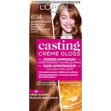 2x L'Oréal Casting Crème Gloss Semi-Permanente Haarkleuring 634 Honey Biscuit - Donker Goud Koperblond