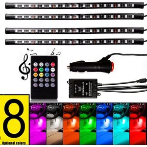 Auto LED Strip Licht 4 stks 72 LED DC 12 V Multi kleuren Muziek Auto Interieur Licht LED high quality