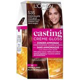 2x L'Oréal Casting Crème Gloss Semi-Permanente Haarkleuring 535 - Chocolate - Licht Goud Mahoniebruin