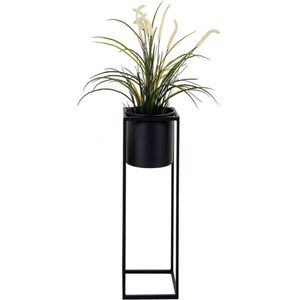 Bloempot - Metaal - Bloemen - Plantenpot - Voor Binnen - Zwart - 50 cm - Staande bloempot hoog
