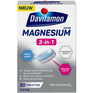 2x Davitamon Magnesium 3 in 1 30 tabletten