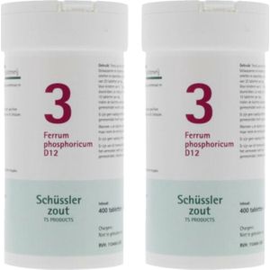 2x Pfluger Schussler Zout nr 3 Ferrum Phosphoricum D12 400 tabletten
