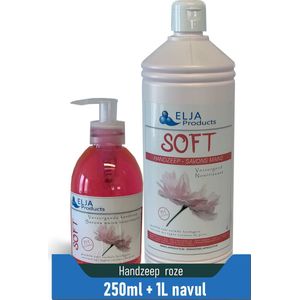 Elja Handzeep Roze 1L + 250ml pouse mousse