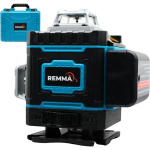 REMMA® Kruislijnlaser - Professionele Bouwlaser - 4D 16 lijnen Kruislijnlaser - Zelf nivellerend - 360° - Groen - Laser waterpas - Laserwaterpas - Lijnlaser - 2 accu’s - model 4D16F