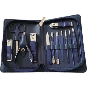 Luxe Manicure Set 12 Delig - Pedicureset - Nagelschaar - Nagelknipperset - Blauw