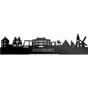Standing Skyline Voorburg Zwart Glanzend - 40 cm - Woon decoratie om neer te zetten en om op te hangen - Meer steden beschikbaar - Cadeau voor hem - Cadeau voor haar - Jubileum - Verjaardag - Housewarming - Aandenken aan stad - WoodWideCities