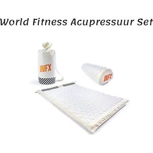 World Fitness Acupressuur Set ""Jimuta"" - incl. tas & nekkussen - Acupressuur- en massagemat voor ontspanning & stimulatie van rug, nek, voeten